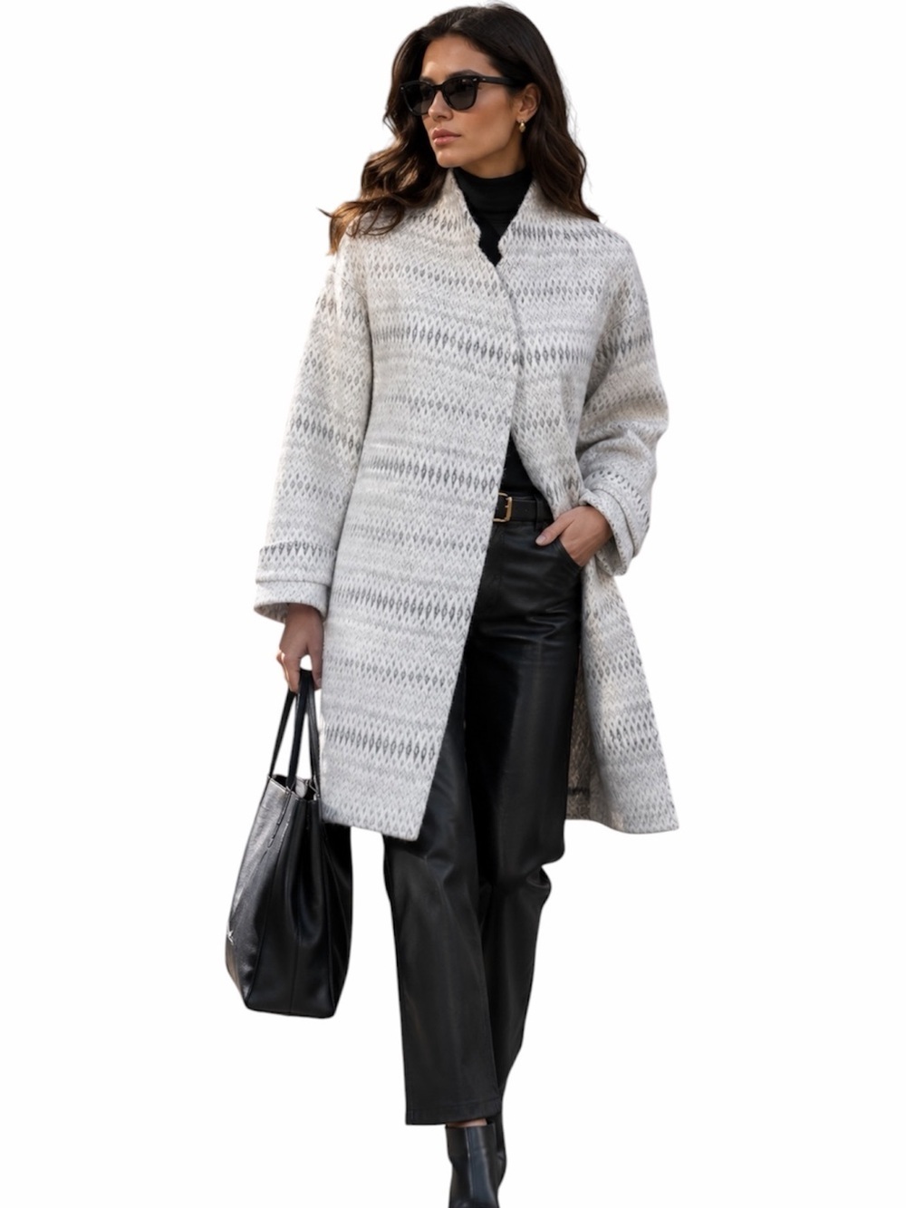 REBECCA TAYLOR WOOL BLEND ICICLE COCOON COAT